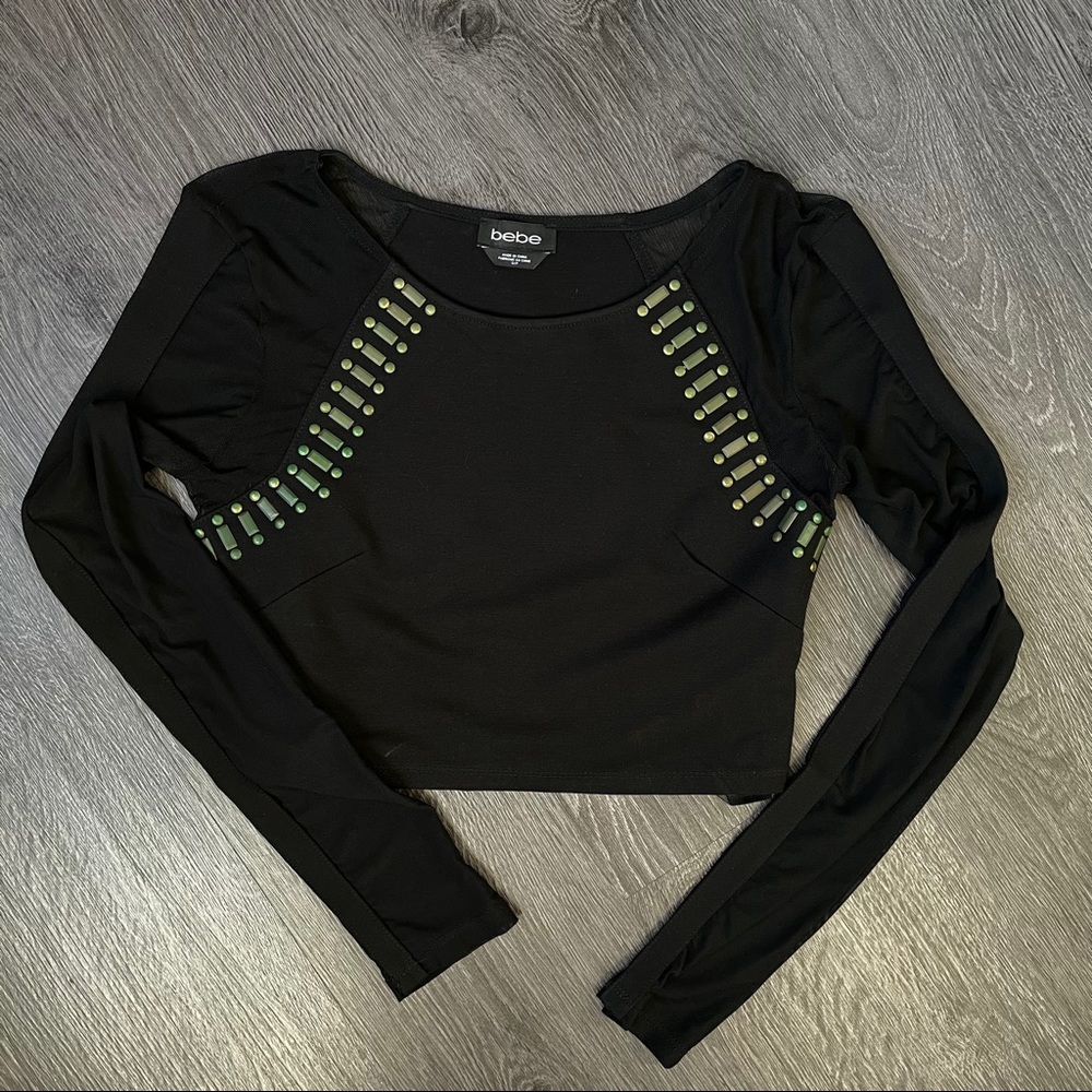 Mesh Sleeve Crop Top